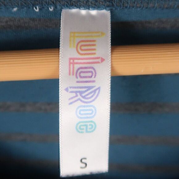 LULAROE TEAL & GREY SHORT SLEEVE MATERNITY TOP SIZE SMALL - Picture 2 of 8